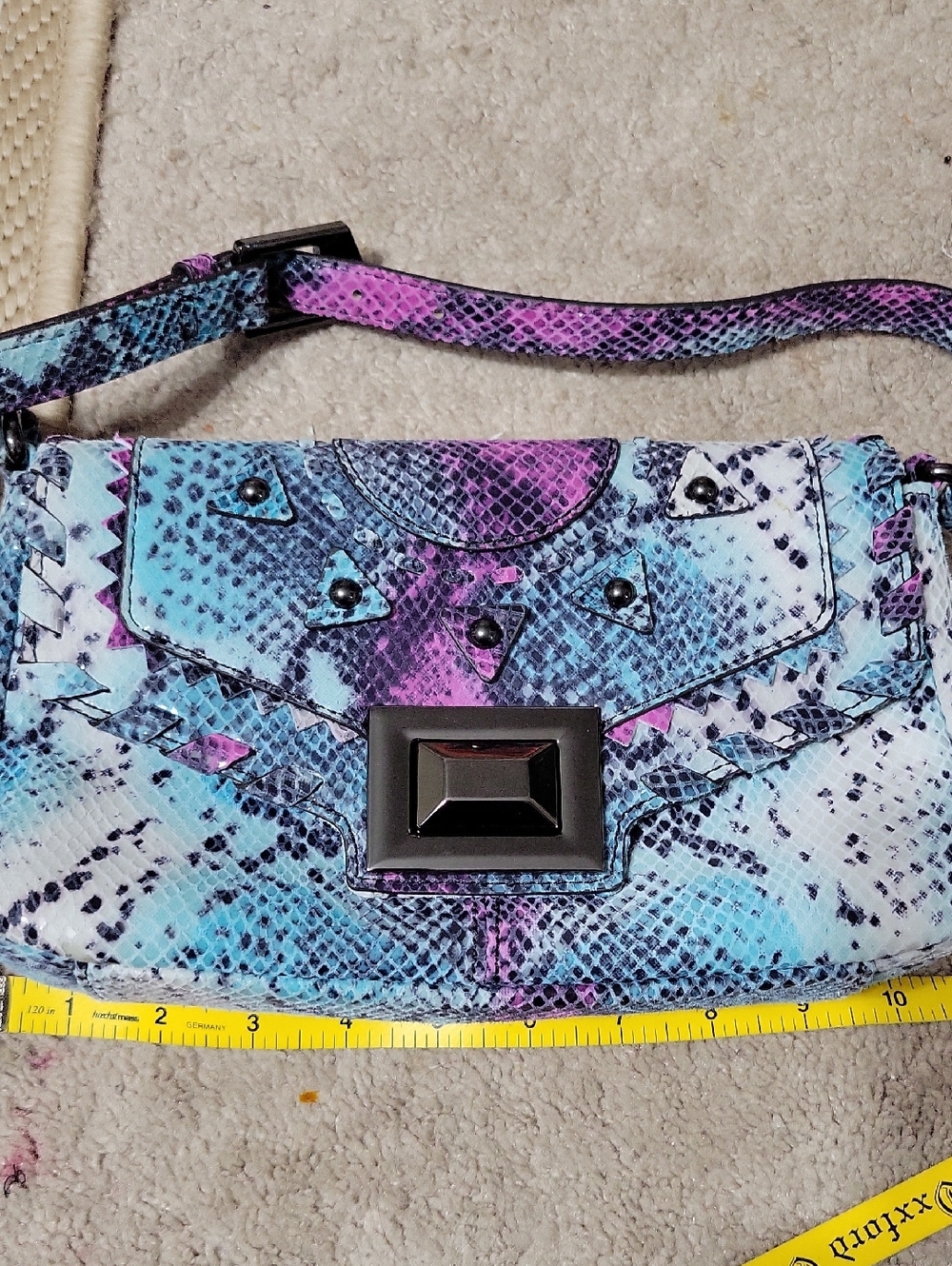Aimee Kestenberg Blue, Purple & Pink Snake-Print Cross Body Bag  Clutch
